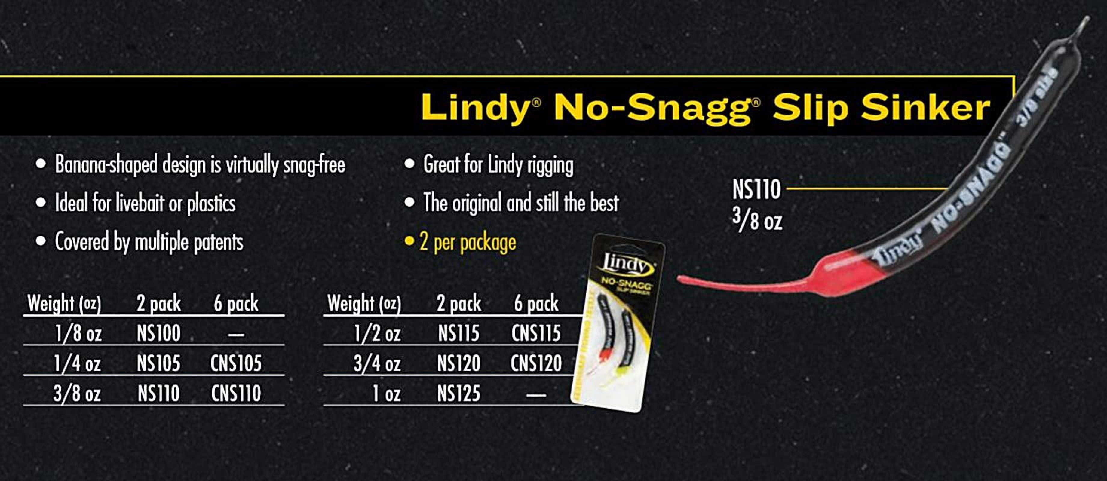 Lindy No Snagg Slip Sinker 1/4 2/Card