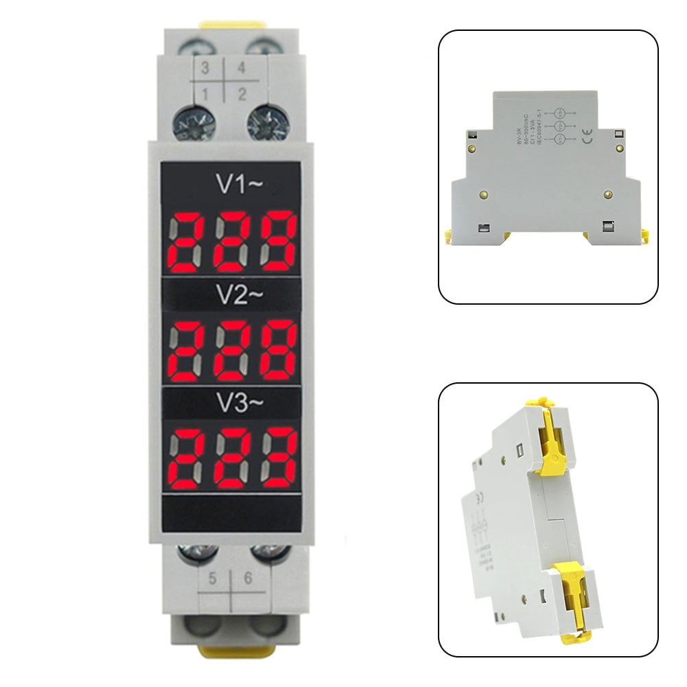 Din Rail 18Mm Voltage Meter Ac 80-500V Single Three Phase Modular Voltmeter