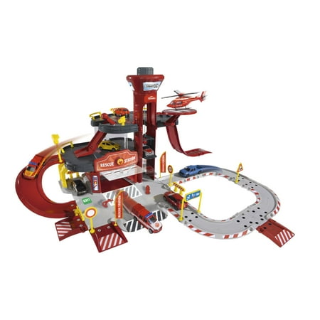 Majorette 212050019Creatix Rescue Station Play Set with Large Garage and 5Cars Plus 5Vehicles, 72x 72x 35cm