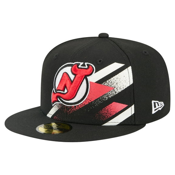 Men's New Era Black New Jersey Devils Faded Lines 59FIFTY Fitted Hat