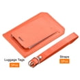 thumbnail image 3 of Equipaje Etiqueta PU Soportes 10x7cm Equipaje Etiqueta Identificador con Correas para Mochila Viaje Bolso Maleta Naranja Rojo Paquete de 3, 3 of 6