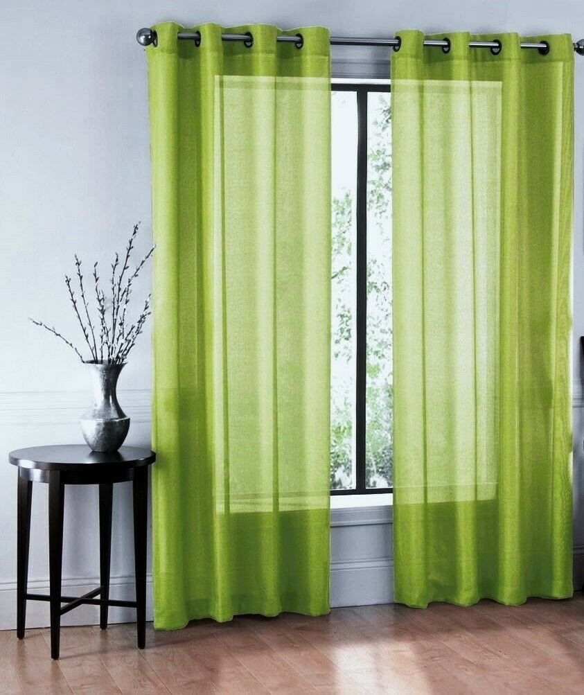 2PC GROMMET SOLID VOILE SHEER PANEL WINDOW CURTAIN TREATMENT DRAPE NEW DECOR 
