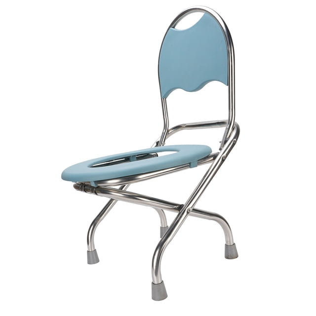 Chaise Pliante Commode, Acier Inoxydable, Base Antidérapante, avec Panneau, pour Voyage