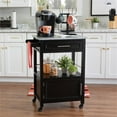 thumbnail image 2 of Riverbay Furniture Transitional Wood/Granite Top Kitchen Cart in Classic Black, 2 of 13