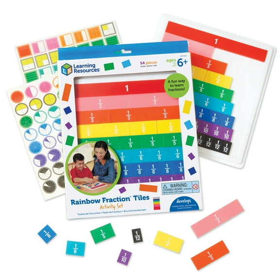 Learning Resources Rainbow Fraction Tiles, Math Manipulatives, 51  Pieces, Ages 7 