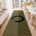 thumbnail image 3 of Hallway Runner Rug 2'x6', Olive Green Striped Kitchen Runner Rugs Non-Slip Carpet Mats, Black Geometric Vintage Stripes Ombre Bedside Rugs Runners Washable Floor Carpet for Bathroom Laundry Room, 3 of 8