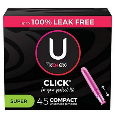 U by Kotex Click Compact Tampons, Super Absorbency, Unscented, 45 Count (Packaging May Vary)