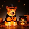 thumbnail image 6 of Clearance! Halloween Light Up Pumpkin Corgi with Witch Hat, Waterproof Glowing Blow Mold Pumpkin Puppy Figurine for Desk Yard Decor, Halloween Decor, 6 of 8