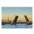 thumbnail image 1 of Landscape Cutting Board, Palace Bridge with Peter and Paul Fortress St Petersburg White Nights Russia, Decorative Tempered Glass Cutting and Serving Board, Large Size, Orange Blue, by Ambesonne, 1 of 1
