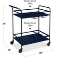 thumbnail image 2 of Favory Rolling Bar Cart, Mobile Home Bar Serving Cart, Serving Station w/ 2 Tier Shelves, Wine Rack, Lockable Wheels - Navy, 2 of 10