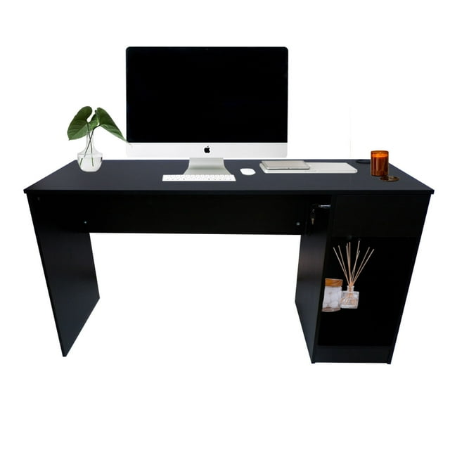 Escritorio con Cajón DECOMOBIL Modelo Ejecutivo con Llave Negro Mate