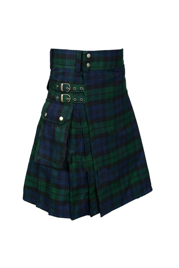 Mens Scottish Tartan Kilt Casual Plaid Pleated Festival Short Skirts for Boys Green XXL