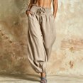 thumbnail image 6 of Womens High Waist Harem Pants Casual Solid Color Loose Fit Baggy Lantern Long Pants with Pockets, 6 of 6