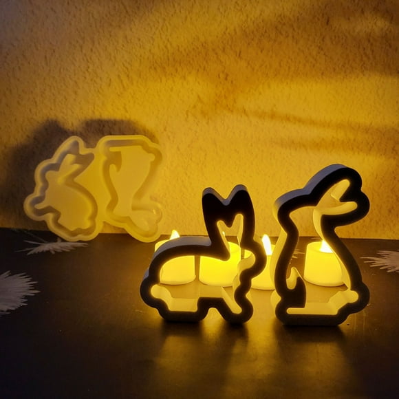 Easter Hollow Rabbits Figurine Cement Gypsum Mould Diy Mould