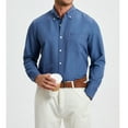 thumbnail image 3 of Men's Blue Denim Long Sleeve Shirts Western Cowboy Shirt Casual Button Down Up Work Shirts L, 3 of 7