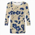 thumbnail image 2 of Towmus T Shirts for Women Graphic Crew Neck Ladies Tops 3/4 Sleeve Floral Print Summer Tops Loose Fit Pullover Shirt Lightweight Blouse for Women, 2 of 4