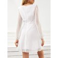 thumbnail image 6 of Women's Swiss Dot Long Sleeve Mini Dress 100% Polyester Partially Lined Bodice Easy Everyday Dress for All Occasions, 6 of 8