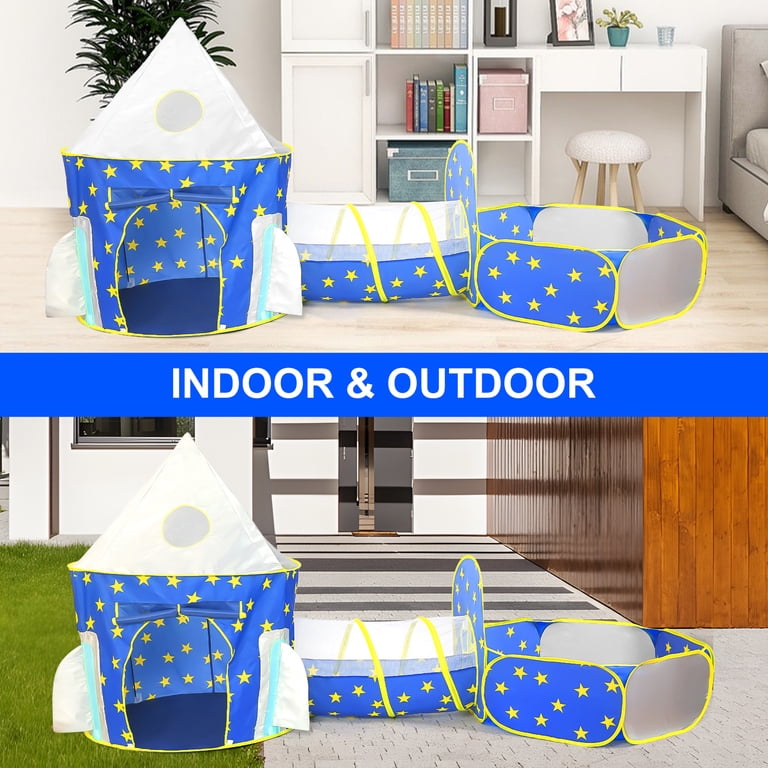 JoyStone 3-in-1 Pop-Up Play Tent with Tunnel and Ball Pit, Blue photo 8