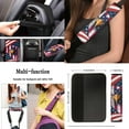 thumbnail image 4 of Yuyamidu USA Flag Car Seat Cover Set of 13 Ealge Steering Wheel Cover Seatbelt Pads Armrest Cover Key Ring Coasters, Universal Fit Auto Accessories, 4 of 6