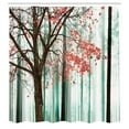 thumbnail image 3 of Ambesonne Autumn Shower Curtain, Lonely Tree Leaves Woods, 69"Wx75"L, Salmon Turquoise, 3 of 3