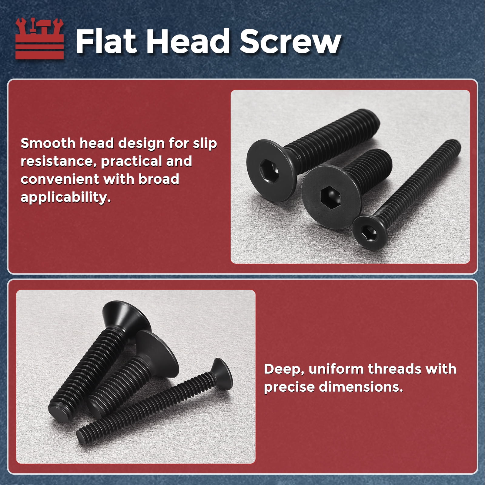 Uxcell 450 Pcs Flat Socket Cap Screws - [M4x0.7x6/8/10/12/16/20/25/30/35/40], Carbon Steel Countersunk Bolt, Black, for Automotive, Furniture Repair, Industrial Equipment Fixes