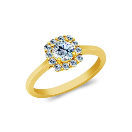 14K Yellow Solid Gold 1 Ct. Round Cut Cubic Zirconia CZ Wedding Engagement Ring - size 6.5