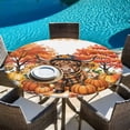 thumbnail image 6 of Orange Pumpkin Fall Round Tablecloth, Fitted Table Cover with Elastic for 36"-44" Round Tables, Cattle Thanksgiving Tree Farmhouse Table Cloth Outdoor Indoor Dinning Party Waterproof Tablecloths, 6 of 7