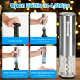 thumbnail image 3 of Moclever 4 in 1 Electric Wine Opener Set, Rechargeable Wine Aerator, Bottle Opener, Foil Cutter, Vacuum Stopper, Gifts for Men Women, Silver, 3 of 12