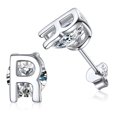 thumbnail image 1 of PROSTEEL Pendientes de botón inicial de plata esterlina para mujer Pendientes de letra R de circonita cúbica Regalo de cumpleaños de Navidad para su mamá, novia e hija, 1 of 8