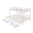 thumbnail image 6 of [US IN STOCK] Full Over Twin & Twin Bunk Bed, Wood Triple Bunk Bed with Drawers and Guardrails (White), 6 of 9