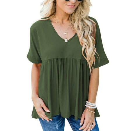 

Coutgo Women s T-shirt Casual Maternity Wear Ruffled Short-sleeved T-shirt