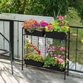 thumbnail image 4 of Raised Garden Bed 32" Tall Elevated Planter Boxes with Trellis & Legs, Vertical Herb Garden Planter Outdoor for Gardening, Vegetables, Flowers, Herbs, Backyard, Black, 4 of 6