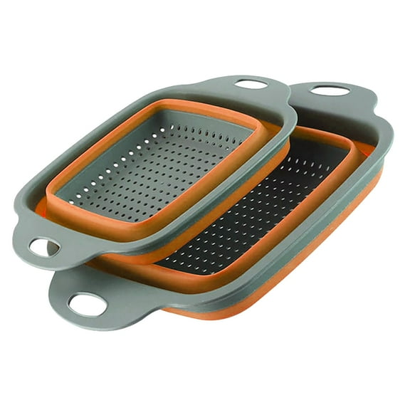 Mfigree Square Collapsible Colander with Handles –Square Silicone Kitchen Strainers with Plastic Handles Foldable Kitchen Strainer for Draining Pasta Vegetable and Fruit