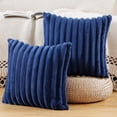 thumbnail image 1 of Set of 2 Faux Wool Plush Decorative Throw Pillow Covers 18x18 Inch Light Blue Fluffy Striped Soft Decorative Cushion Cover for Sofa Bedroom Pillow Shell, 1 of 6