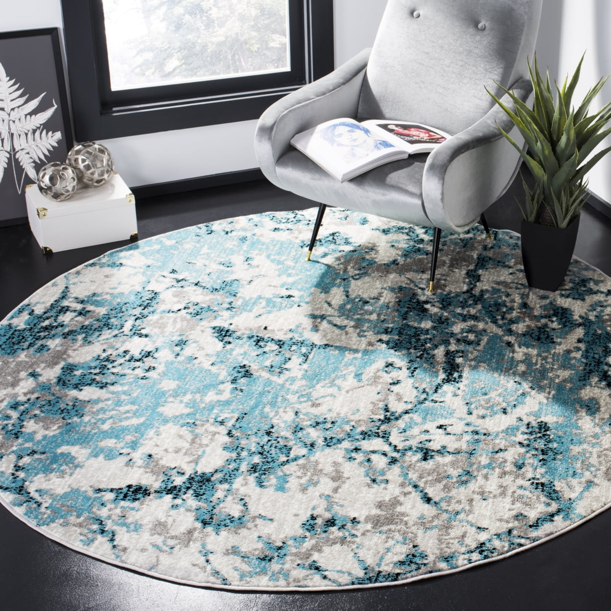 SAFAVIEH Skyler Collection SKY186M Blue / Ivory Rug