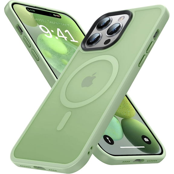 Magnetic for iPhone 14 Pro Case [Compatible with MagSafe] [Strong Magnetic] [10FT Military Grade Protective] Translucent Matte Slim Case for iPhone 14 Pro Phone Case (6.1"), Mint Green