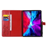 Case for iPad Pro 12.9 2021 5th/4th/3rd Generation,Slim Fit Folio Flip PU Leather Butterfly Embossed Smart Stand Cover Auto Wake/Sleep Shockproof Protection TPU Back Cover, Red