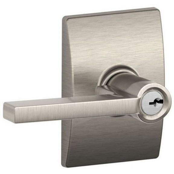 Schlage F80-Lat-Cen Latitude Single Cylinder Keyed Entry Storeroom Door Lever Set - Nickel