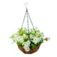 thumbnail image 1 of Cesta de Flores de Margaritas Artificiales, Maceta de Cadena, Adorno Colgante, Planta Colgante para Patio, Césped, Jardín Al Aire Libre blanco BLESIY Cesta colgante, 1 of 8