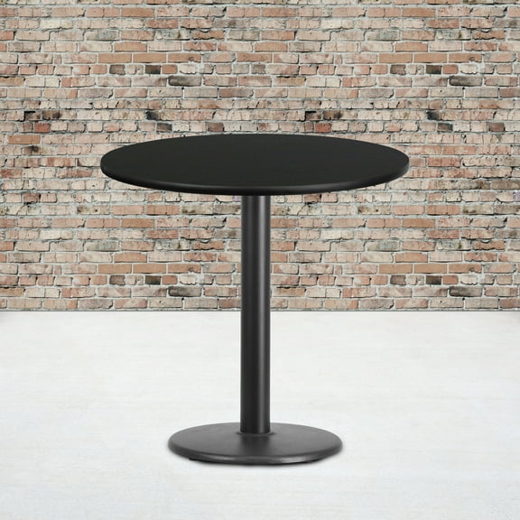 BizChair 30'' Round Black Laminate Table Top with 18'' Round Table Height Base
