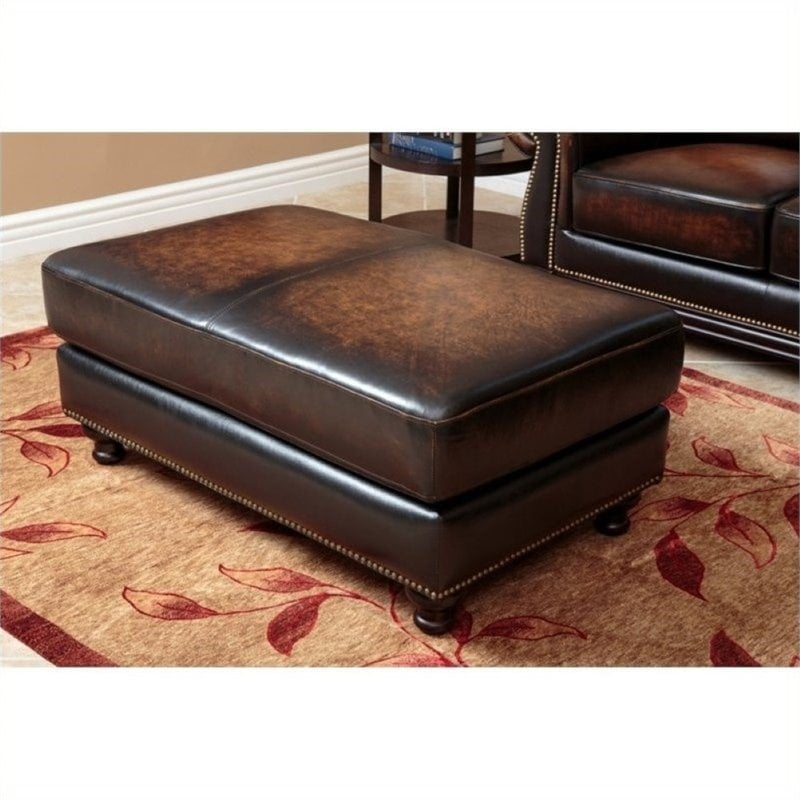 Pemberly Row Leather Nailhead Ottoman In Brown Com Pemberly Row Leather Nailhead Ottoman, Abbyson Living Venezia Leather Sofa