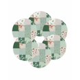 thumbnail image 7 of 13 Inch Round Placemats Set of 6, Boho Spring Floral Non Slip Heat Insulation PP Table Mats, Retro Flowers Plants Patchwork Grid Green Washable Place Mats for Kitchen Dining Party Table Decor, 7 of 7