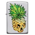 thumbnail image 4 of Zippo Leaf Skull Pineapple Design High Polish Chrome Pocket Lighter, 4 of 15