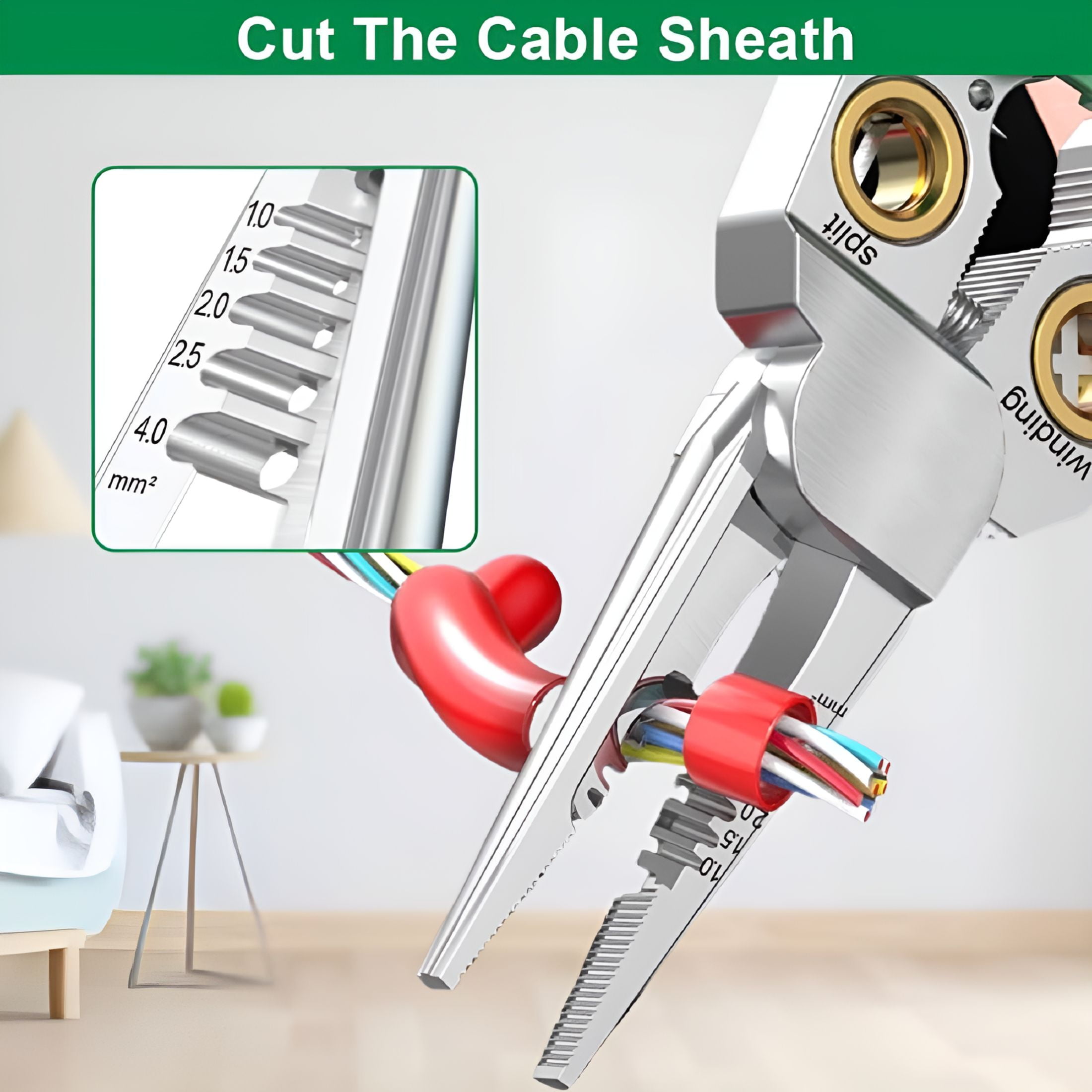 EXLEAF 2026 New 8 in 1 Wire Stripper with Voltage Tester,Multi-Function 8 in 1 Wire Stripping Pliers for Cutting,Pulling,Crimping,And Cable Repair (Green)