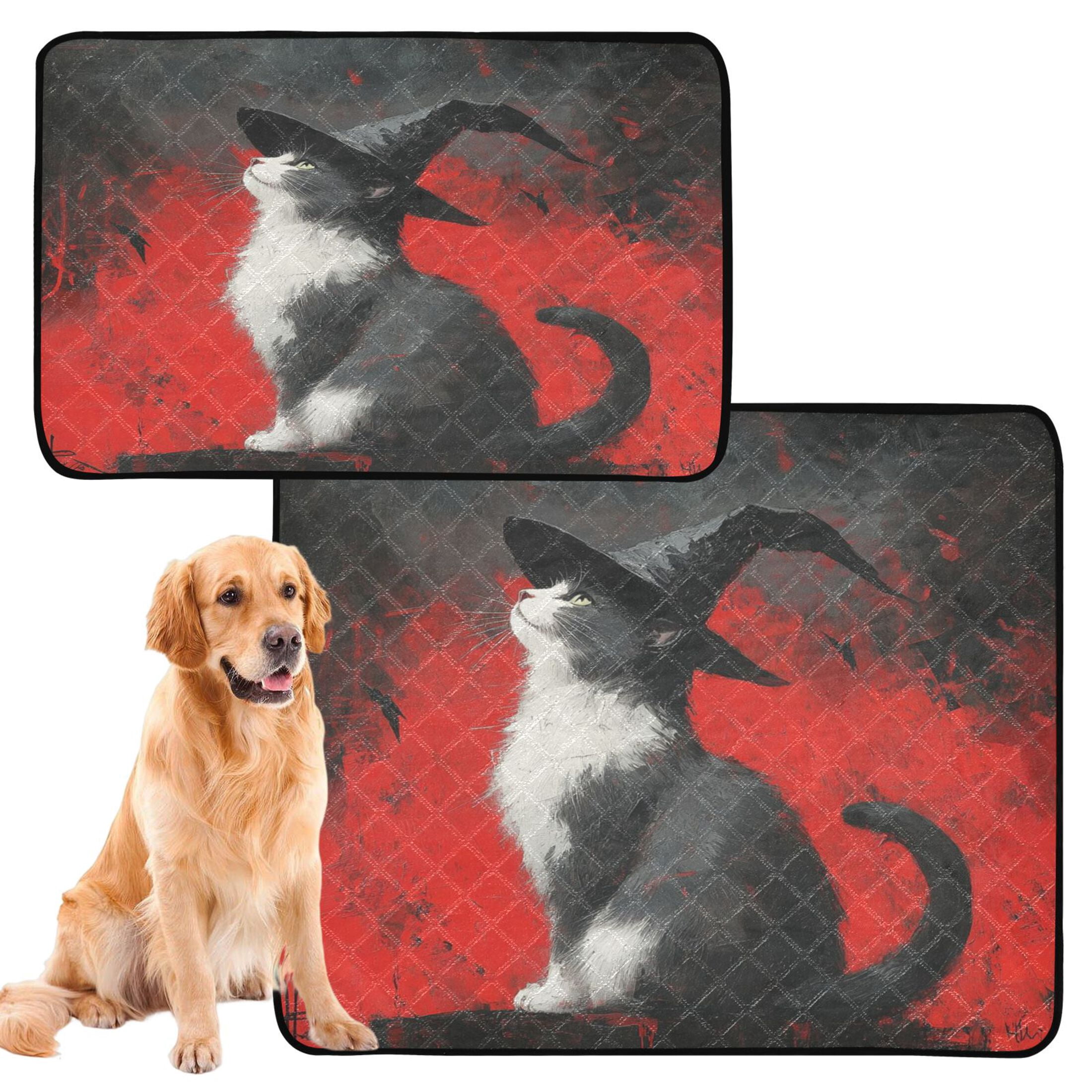 Qxltty Black Hat Cow Cat Cat litter Pads Pet Set of 3 Diaper Mats Center Anti-leakage Layer Absorbent Soft and Comfortable