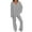 Gray, variant on Elainilye Fashion Womens Pajama Set Two Piece Outfits Long Sleeve Solid Color Tops With High Waist Pants Baggy Warm Pajama Sets,Pink