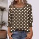 thumbnail image 1 of mfyjkho Tops Elegantes Para Mujer, Camiseta De Moda Para Mujer, Con Estampado De Rayas Y Botones, Manga Tres Cuartos, Cuello Redondo Tops Para Hacer Ejercicio Para Mujer S, 1 of 7