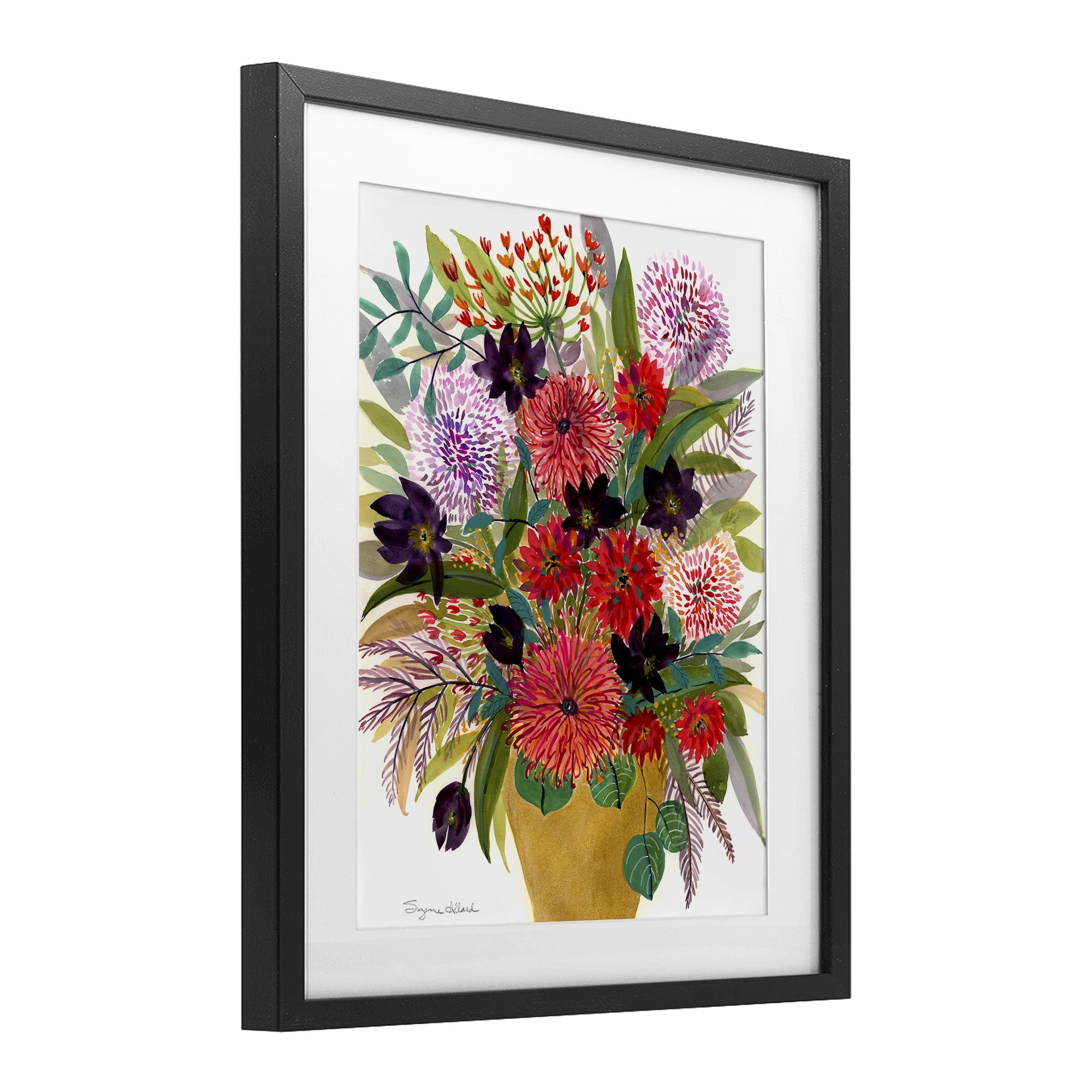 Stupell Industries Celebration Flower Bouquet Black Framed Print Under Glass, design by Suzanne Allard
