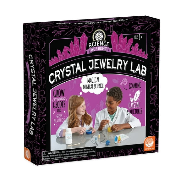 MindWare Science Academy Crystal Jewelry lab, Kids & Teens Grow 1 Crystal Ring and 2 Necklaces with Our 18pc Set, Wild & Weird Experiments for Boys & Girls, Great Educational Gift