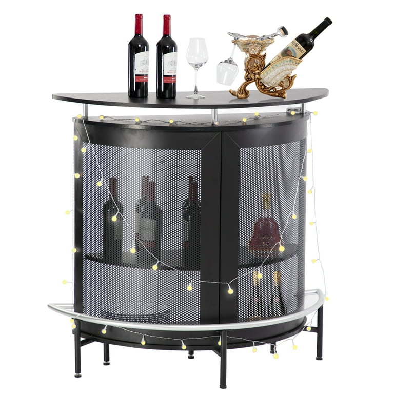 AIMEZO Modern Bar Unit with Metal Mesh Front, Home Liquor Bar 